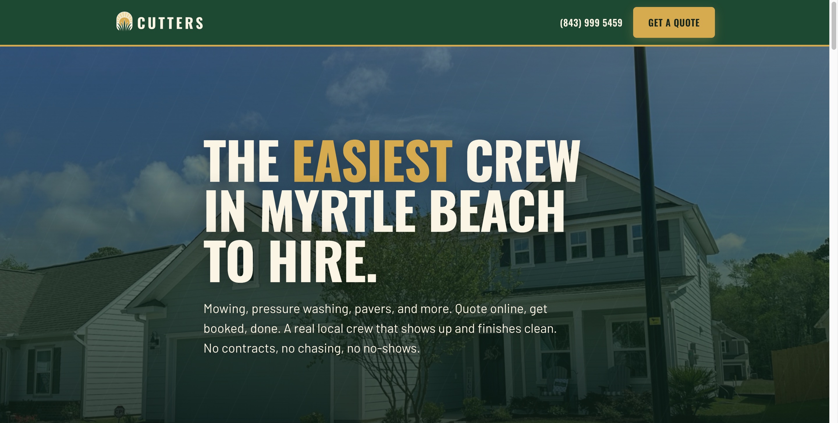 The Cutters Lawn Care website we designed and built, on desktop